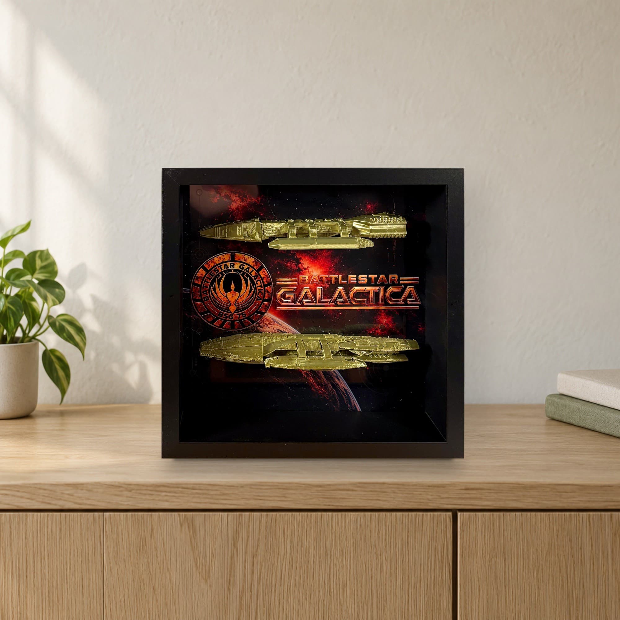 Battlestar Galactica Shadow Box 25×25 – Galactica Original & Reboot